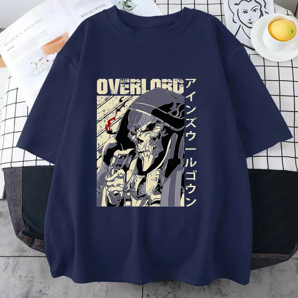 Мужская футболка с графическим принтом Аниме Overlord Уличная крутая футболка с принтом черепа Мода для женщин в стиле аниме Высококачественная футболка Y2K