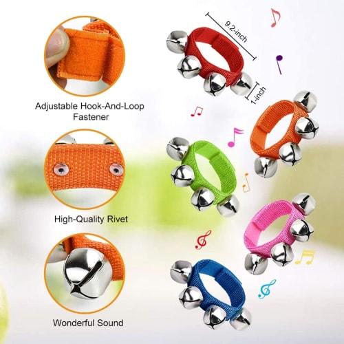 Formemory Ring Bells, Wrist Bells, Hand Bells, 12-Piece Set, 12 Colors, Musical Instruments, Percussion, Karaoke Set, Colorful Ring Bells, Hand Bells,