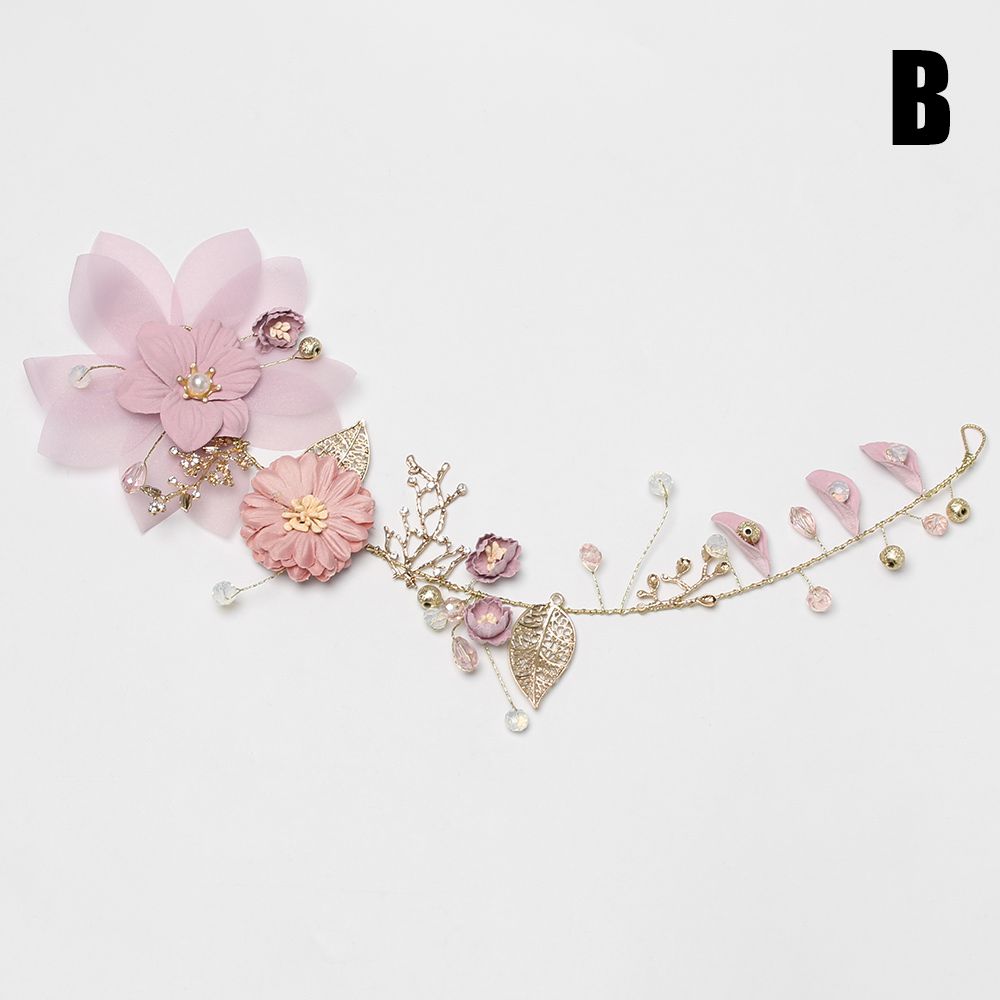 Hair Jewelry Headpiece Crown Purple Flower Tiara Pearl Hair Band Bride Headwear Headdress