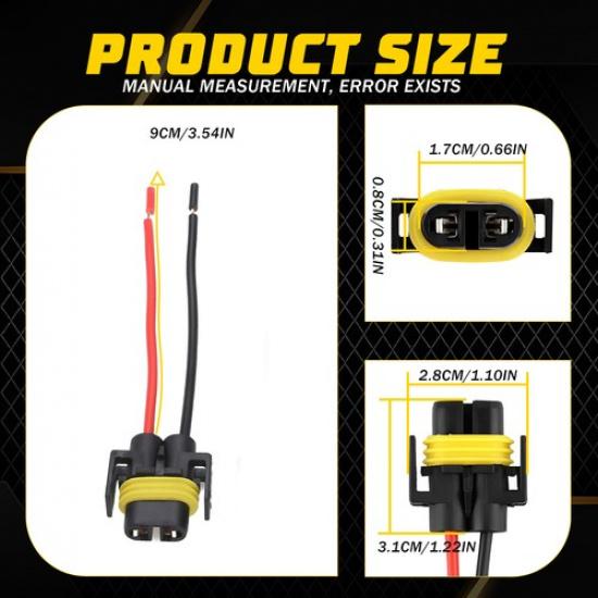 4X Wire Pigtail Female Two H11 Harness Socket Headlight Low Beam Connector Plug