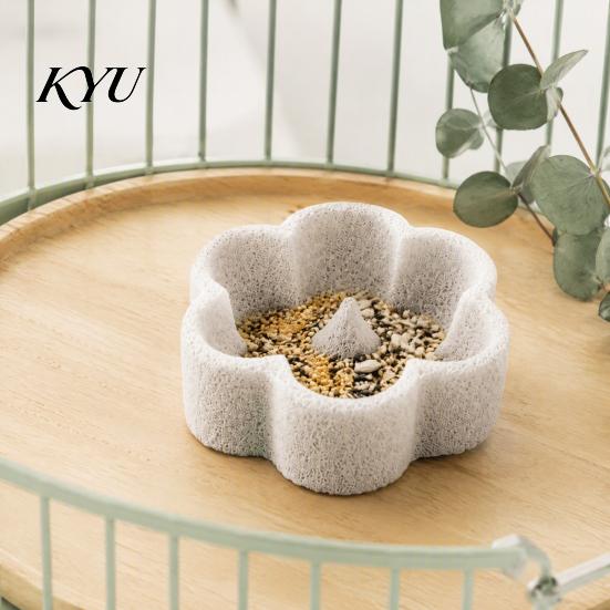 Anti Tip Bird Feeder Pumice Stone Parrot Bowl, Spill Proof Water Small Cage Accessory Food Dish, for Cockatoo Cockatiel Conure Parakeet Matte