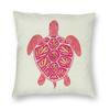 Pink & Gold Sea Turtle Square Pillowcase Polyester Linen Velvet Printed Zip Decor Pillow Case Home Cushion Cover