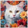 5d DIY Алмазная картина, вышивка крестом, белый кот, разноцветные цветы, алмазная вышивка, мозаика, полный круглый дрель, домашний декор, искусство