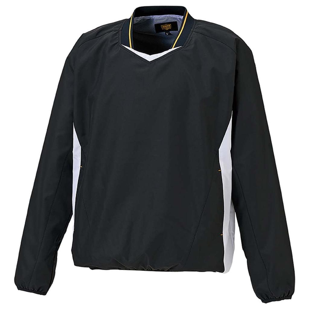 ZETT Baseball Long Sleeve Black X White Size BOV331 V-Neck Jumper, (1911A), O,