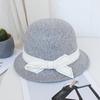Autumn and winter women's wool woolen bow basin hat fashion bow top hat British versatile dome basin hat
