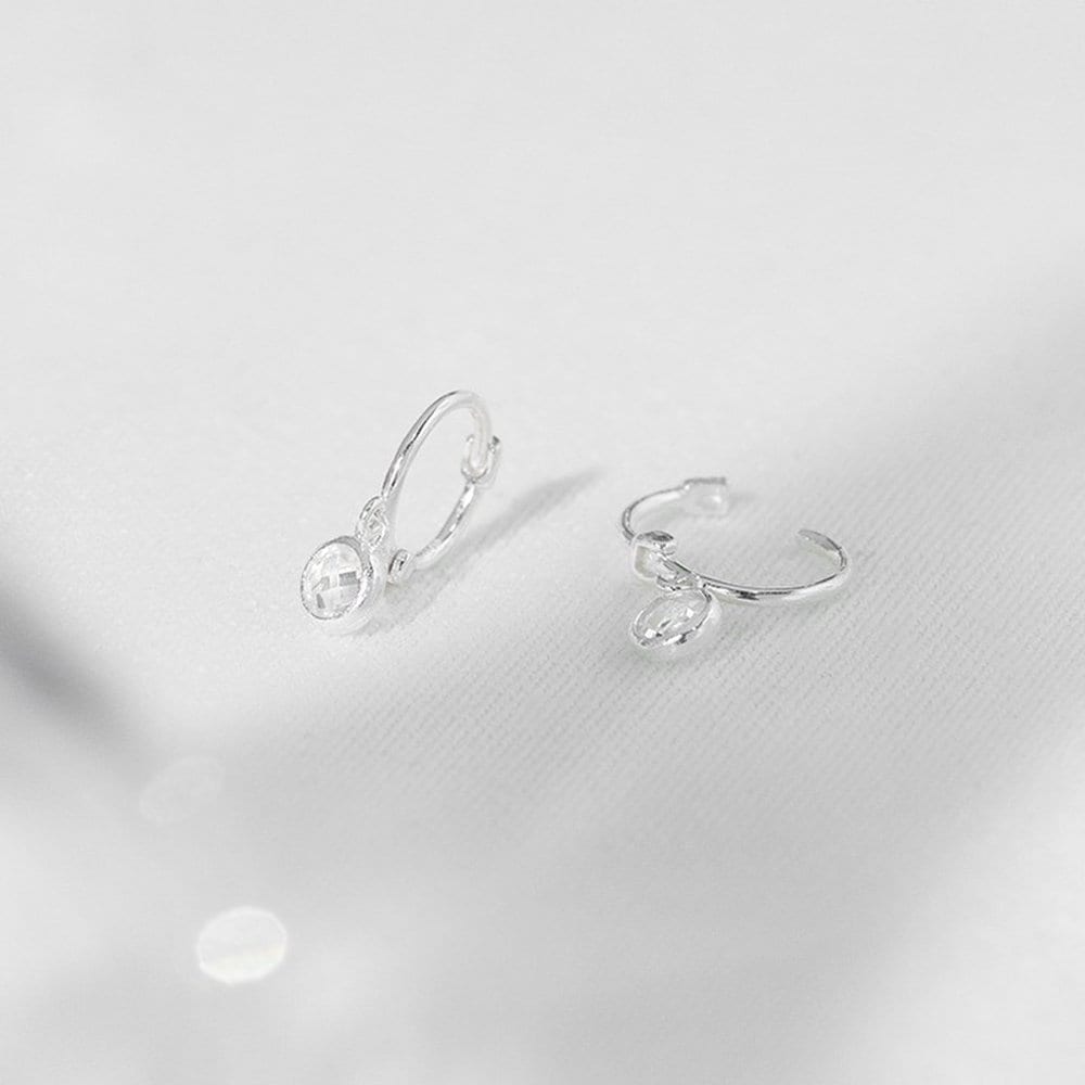 [Celebrity Wear] 925 Silver Lumilight One-Touch Hoop Earrings W