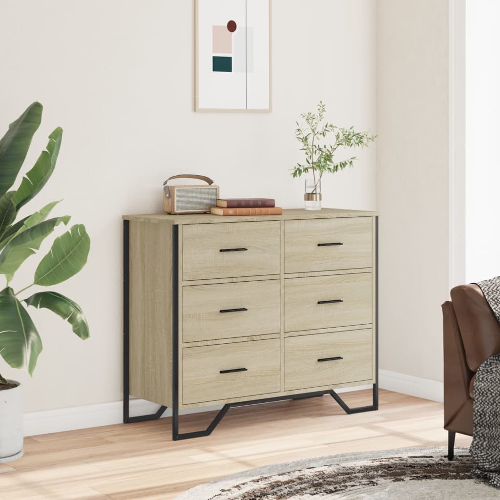 Chest of Drawers Sonoma Oak 91 x 35.5 x 74.5 cm Particleboard