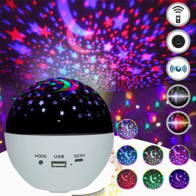 RGB Светодиодный проектор звездного неба с Bluetooth-динамиком, голосовой активацией, окружающим светом, украшения для комнаты, вечеринки, дискотеки, сцены, детский подарок