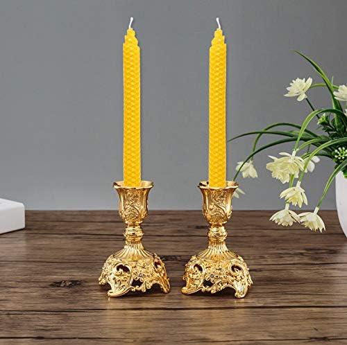 Smokeless 14-Piece Handmade Beeswax Taper Candles 9 Inch Smokeless Dripless Long Candle Sticks for Home Decor Wedding Dinner