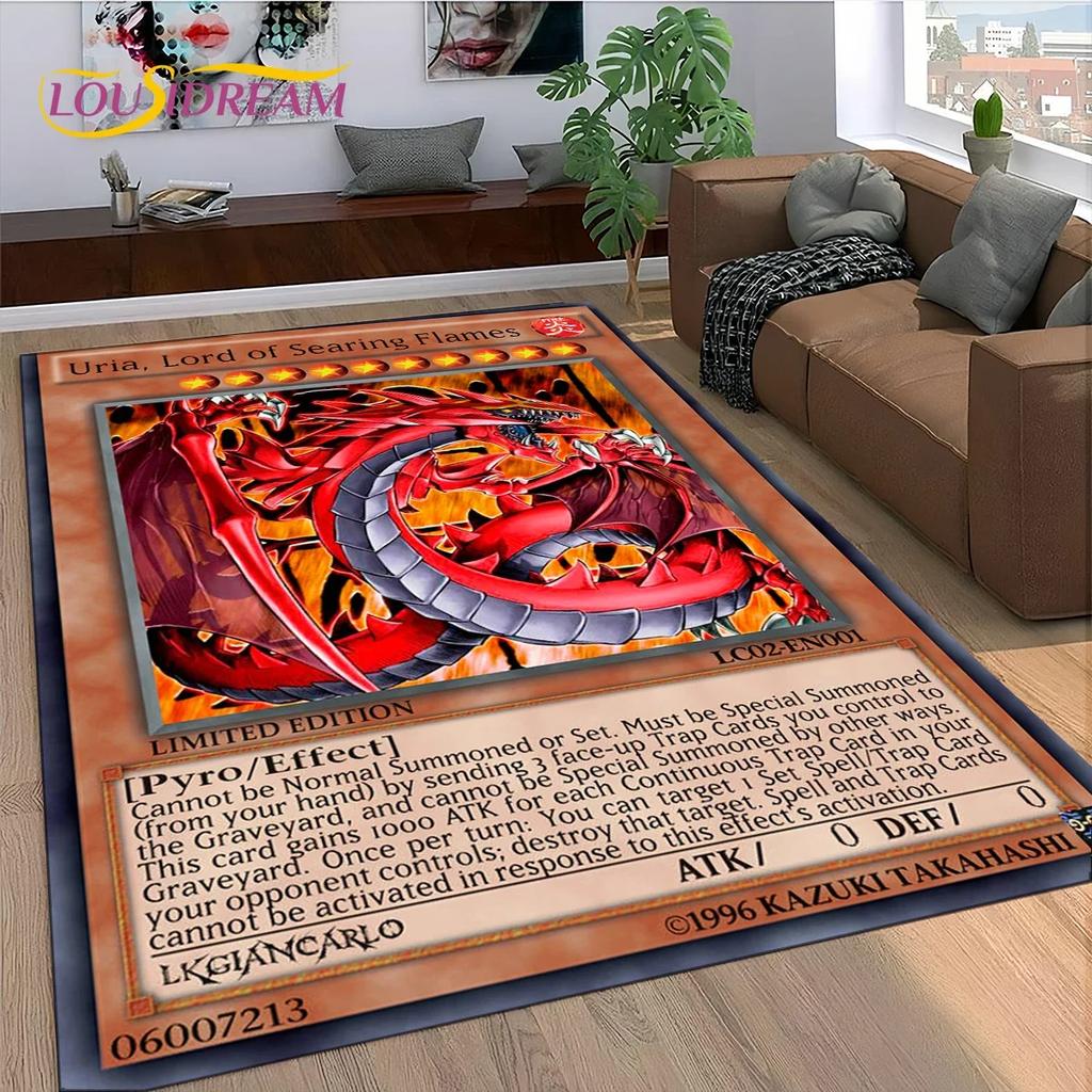 2025 New Yu-Gi-Oh Blue Eyes Dragon Monster Gold Card Cartoon Game Carpet Rug for Bedroom Living Room Home Sofa,Decor Floor Mat