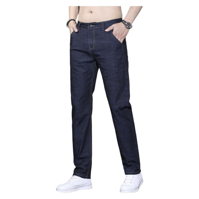 PLAYBOY Men's Denim Jeans Ice Silk Summer Casual Pants Straight Loose High-end Trendy Thin Trousers