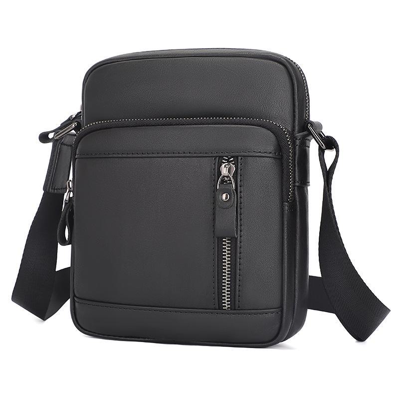 Jiameida Men's Small Lightweight Genuine Leather Messenger Bag Casual Cowhide Shoulder Bag