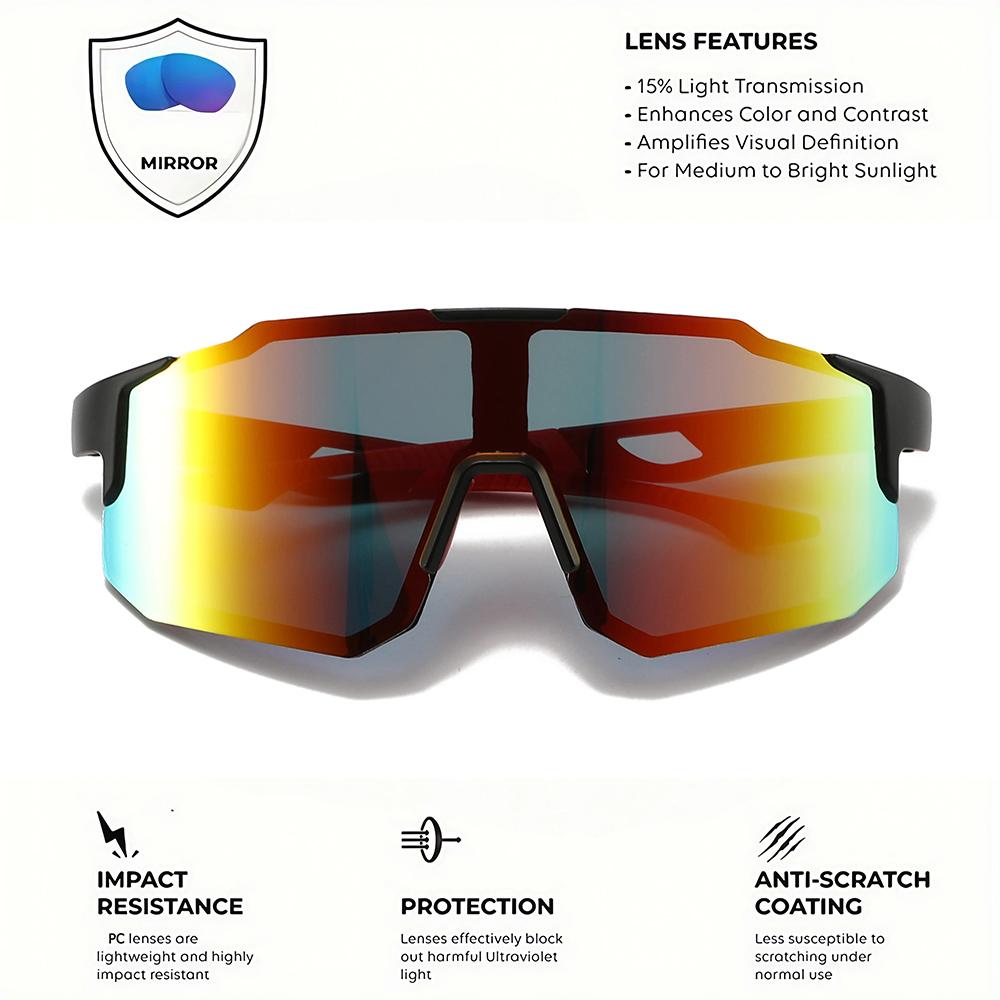 1-3PCS Unisex Oversized Sports Sunglasses UV400 Wraparound Design Colorful Comfort Fit for Cycling Hiking Outdoor Activities 7