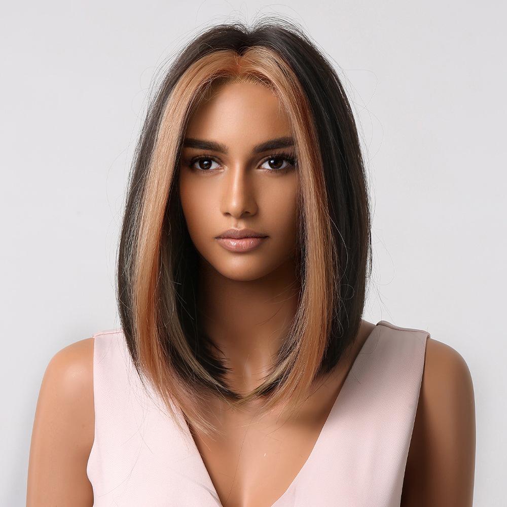 Парик женский термостойкий шелк короткие волосы летний натуральный цвет бобо голова темперамент снижение возраста челка ци короткие прямые волосы парик головной убор