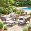 Lounge Garden Furniture Set 5-6 Person Garden Lounge Set with 2-Seater Garden Sofa, 2 Chairs, Corner Chair, Slatted Table, Footstool