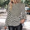 Fashionable and Casual Temperament Autumn Women's Long-sleeved Wave Print Wrap Shirt Women