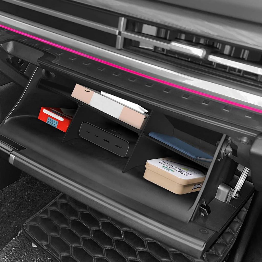 LUCKEASY Разделитель для перчаточного ящика для Hyundai Santa Fe 2026 2025 2024 Органайзер-разделитель для аксессуаров Santa Fe ABS Всепогодный Водонепроницаемый Черный