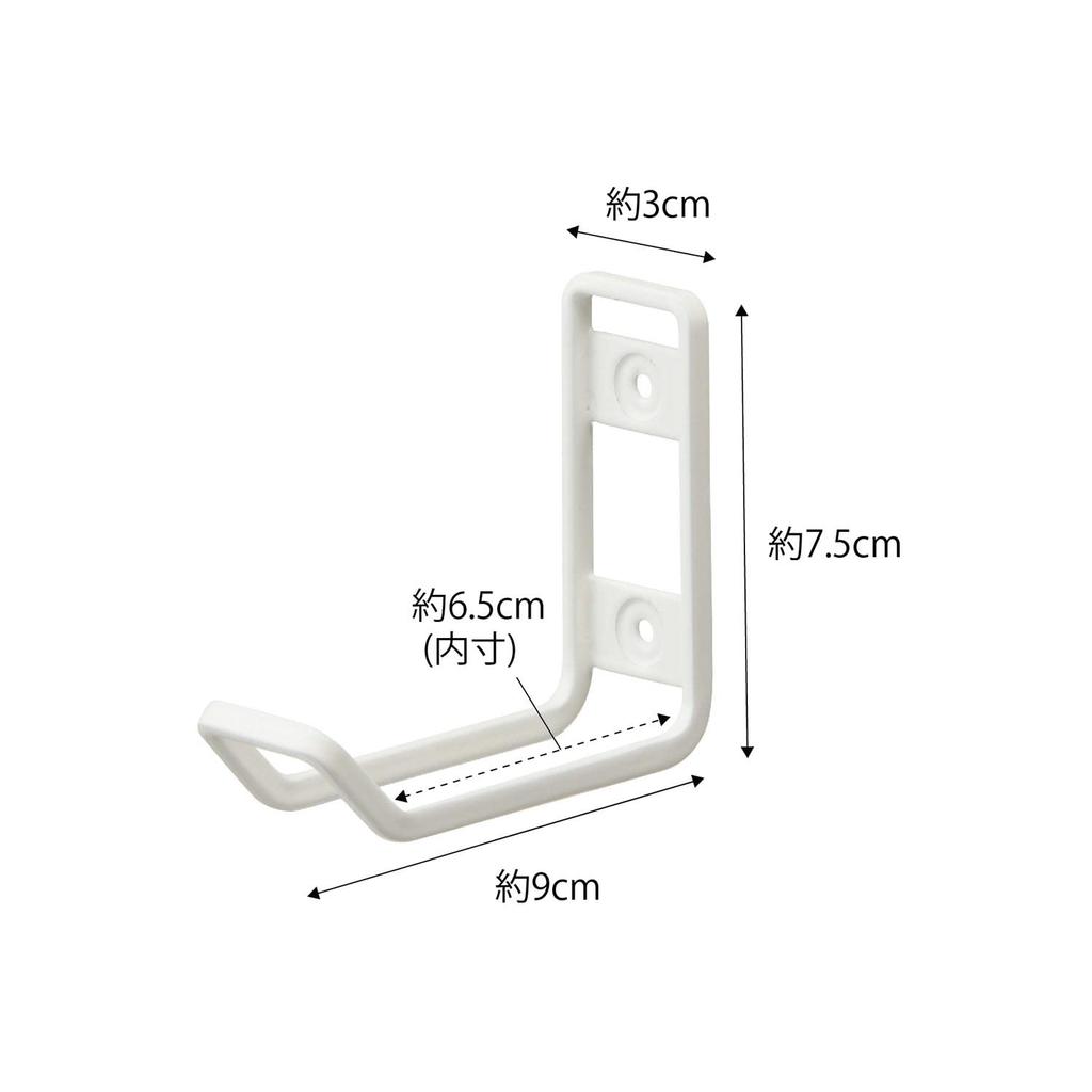 Yamazaki Tower Toilet Storage W3 x D9 x for Toilet Seat and Cleaning Model 6013 Wall-Mounted Hook, White, Approx. H7.5cm, Supplies,