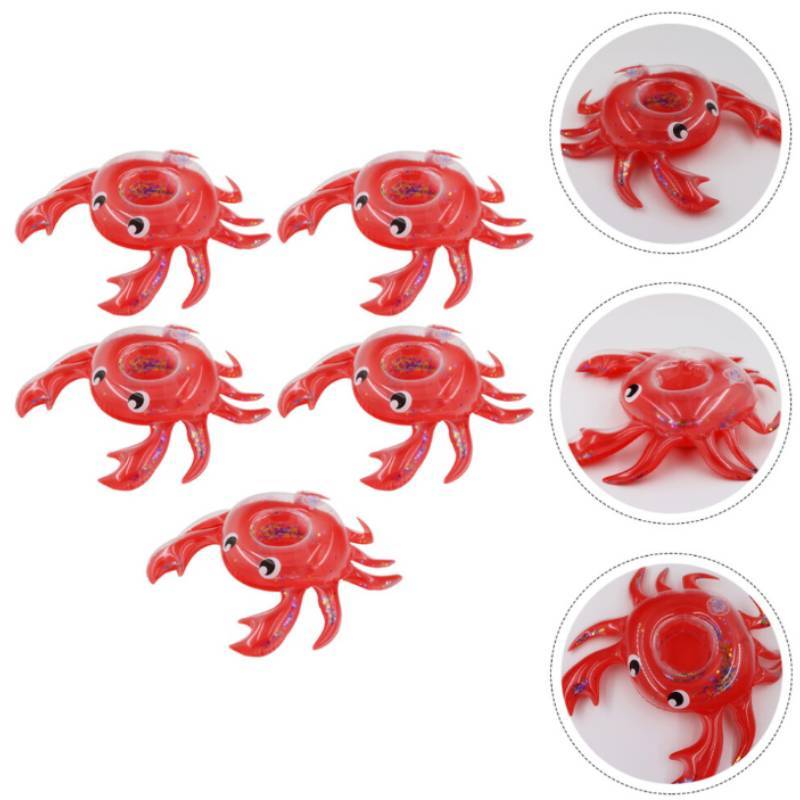 Pvc Inflatable Water Toy Red Crab Coaster Floating Cup Holder For Pool Parties