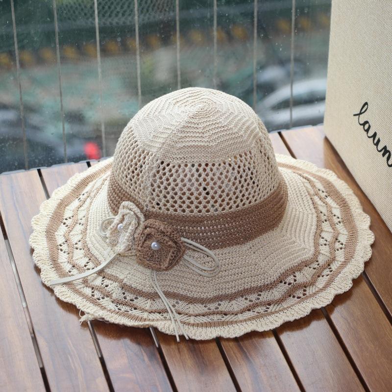 Women's Summer Knitted Straw Hat Foldable Korean Version Sun Protection Hat Beach Cool Hat Sun Hat