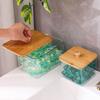 Laundry Powder Storage Box with Bamboo Lid, Cotton Swab Holder for Living Room Coffee Table Organization, Desktop Decorative Box