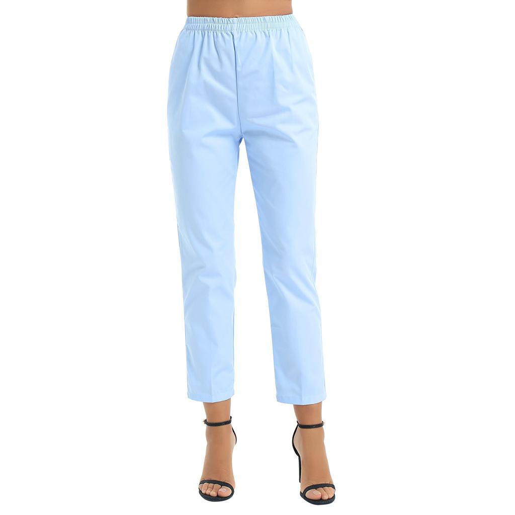 Женские эластичные брюки-скрабы, прямые брюки с эластичным поясом, длинные брюки для ухода за больными