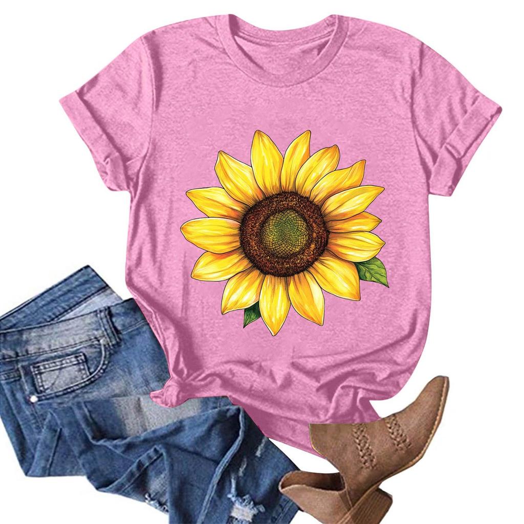 Женская модная повседневная футболка с круглым вырезом и принтом, пуловер с короткими рукавами, топ