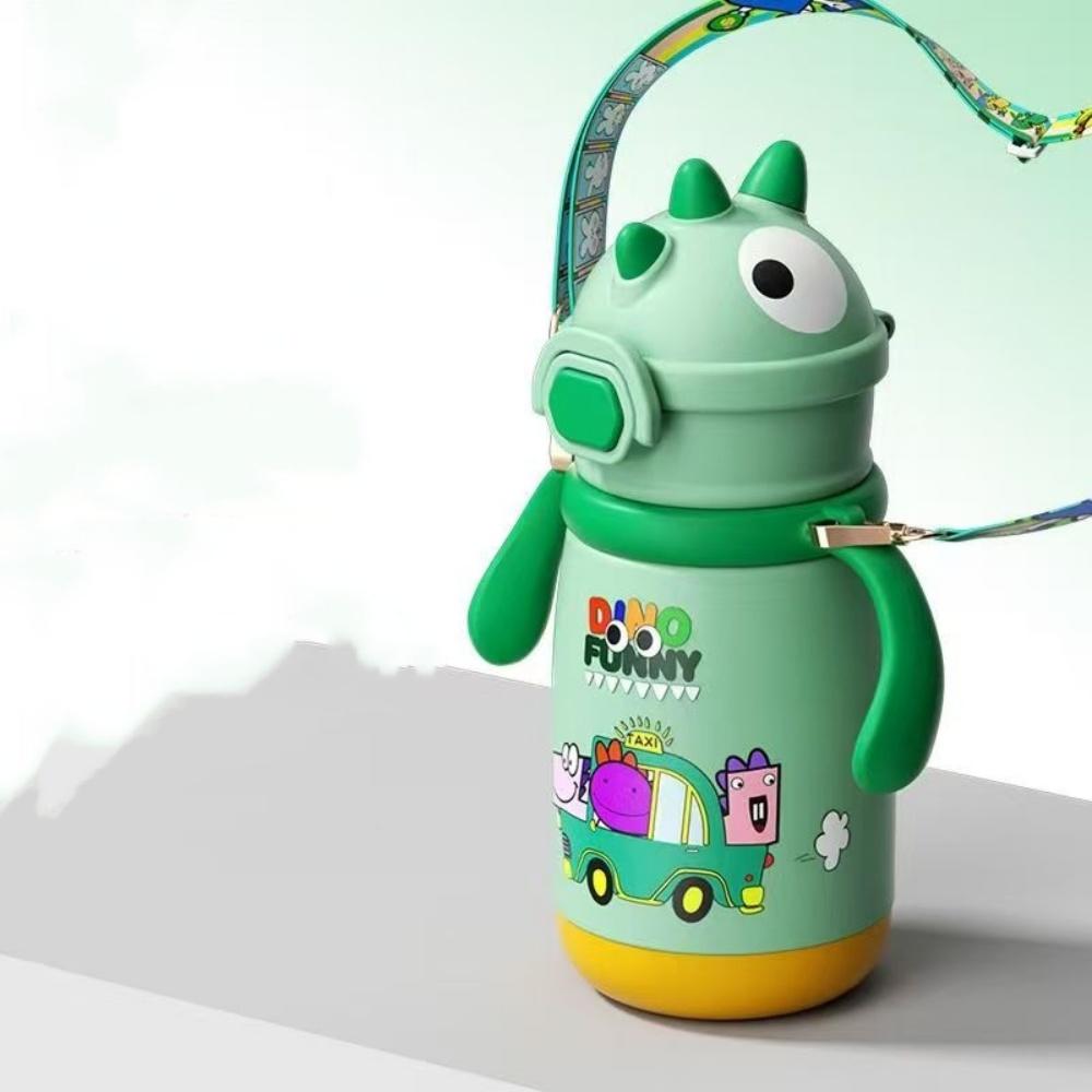 Мультяшная бутылка для воды с термоизоляцией «Динозавр» из нержавеющей стали 316, бутылка-термос для детей, для путешествий или в школу, сохраняет воду горячей/холодной