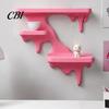 Modern Home Decor Three Layer Wall Mounted Storage Rack, PLA Melting Fluid Design Floating Shelf, Artistic Space Saving Mount Molding Display