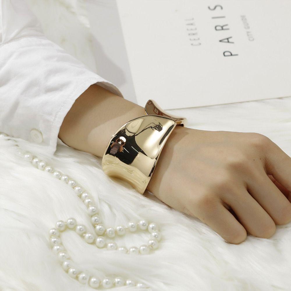 Metal Irregular Wide Open Bangle Minority Design Cuff Bangles Creative   Jewelry Accessories