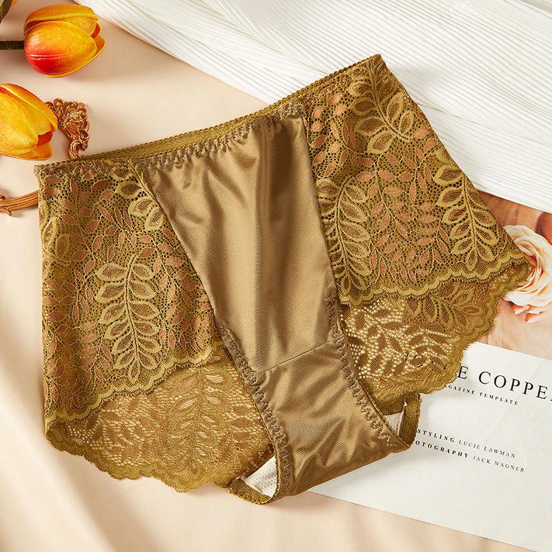 Плюс размер L-4XL Высокая талия Женские трусики Сексуальные кружевные полые трусики Нижнее белье Бесшовные женские трусы Ice Silk Splice Трусы