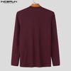 INCERUN Men V Neck Long Sleeve Patchwork Casual Fitted Rib T-shirts Undershirts