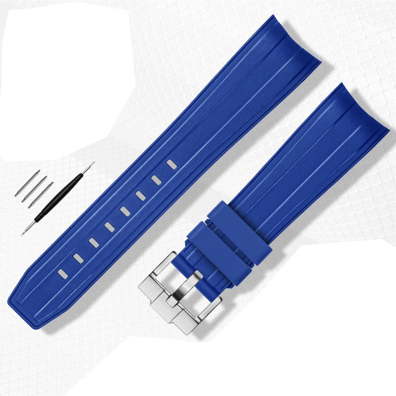 FKM Fluororubber Rubber Watch Strap 21mm Waterproof Silicone Wristband For Submariner DEEPSEA Oysterflex Rolex Watchband Band