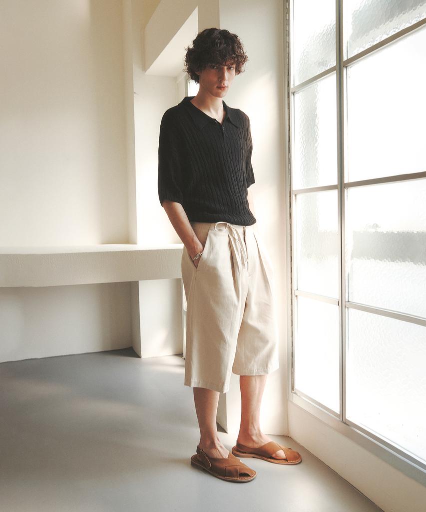 KNITTED Linen Cable Collar Half Knit Black