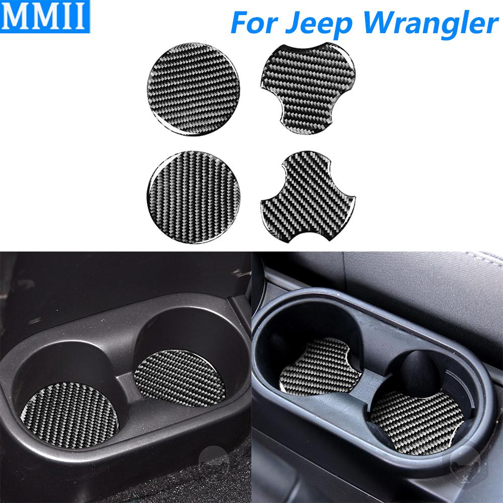 For Jeep Wrangler 2007-2010 Carbon Fiber Water Cup Holder Slot Mat Decorative Cover Car Accessories Interior Decoration Sticker