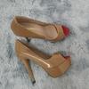 Women Pumps Sexy Peep Toe Platform 14cm Super High Heels Patent Leather Pumps Black Party Dress Red Wedding Shoes Stilettos Shoe