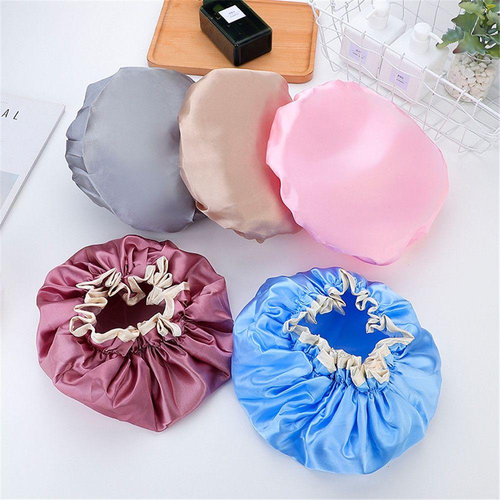 Home Double-layer Waterproof Elastic Shower Cap Sleep Cap Bath Hat Head Hair Cover