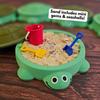 Mini Turtle Sandbox with Lid Summer Indoor Outdoor Round Tortoise Sand Storage Box Green Turtle Ornament Sand Container Beach Toy