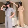 Summer Teenger Girls Clothing Sets Children Short Tops + Wide Leg Pants 2Pcs Outfits Kids Tracksuit 5 6 8 10 12 14 Year