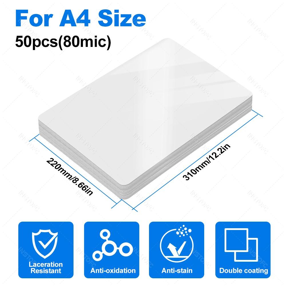 50 листов 80 микрон 3/5/6 дюймов Ламинирующая пленка ПЭТ ЭВА Пластиковая пленка для горячего ламинатора 3R 4R 5R A6 A5 A4 Для фото/документов/карточек/меню