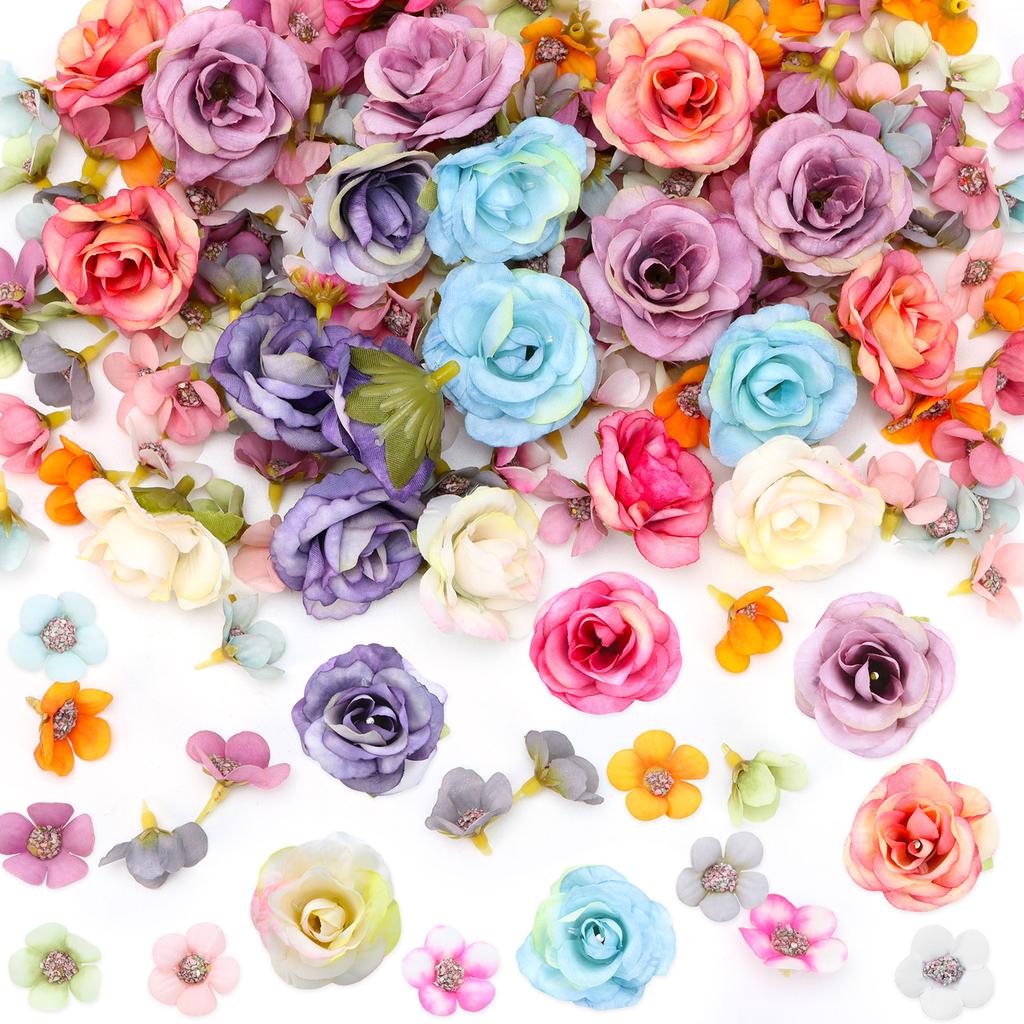 220 Pieces Mini Flower Heads,Artificial Rose Flowers With Stems
