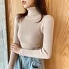Водолазки, пуловеры, свитера, женские весенне-осенние рубашки для начинающих, тонкие облегающие полые пуговицы с длинными рукавами, трикотажные топы, однотонные, один размер