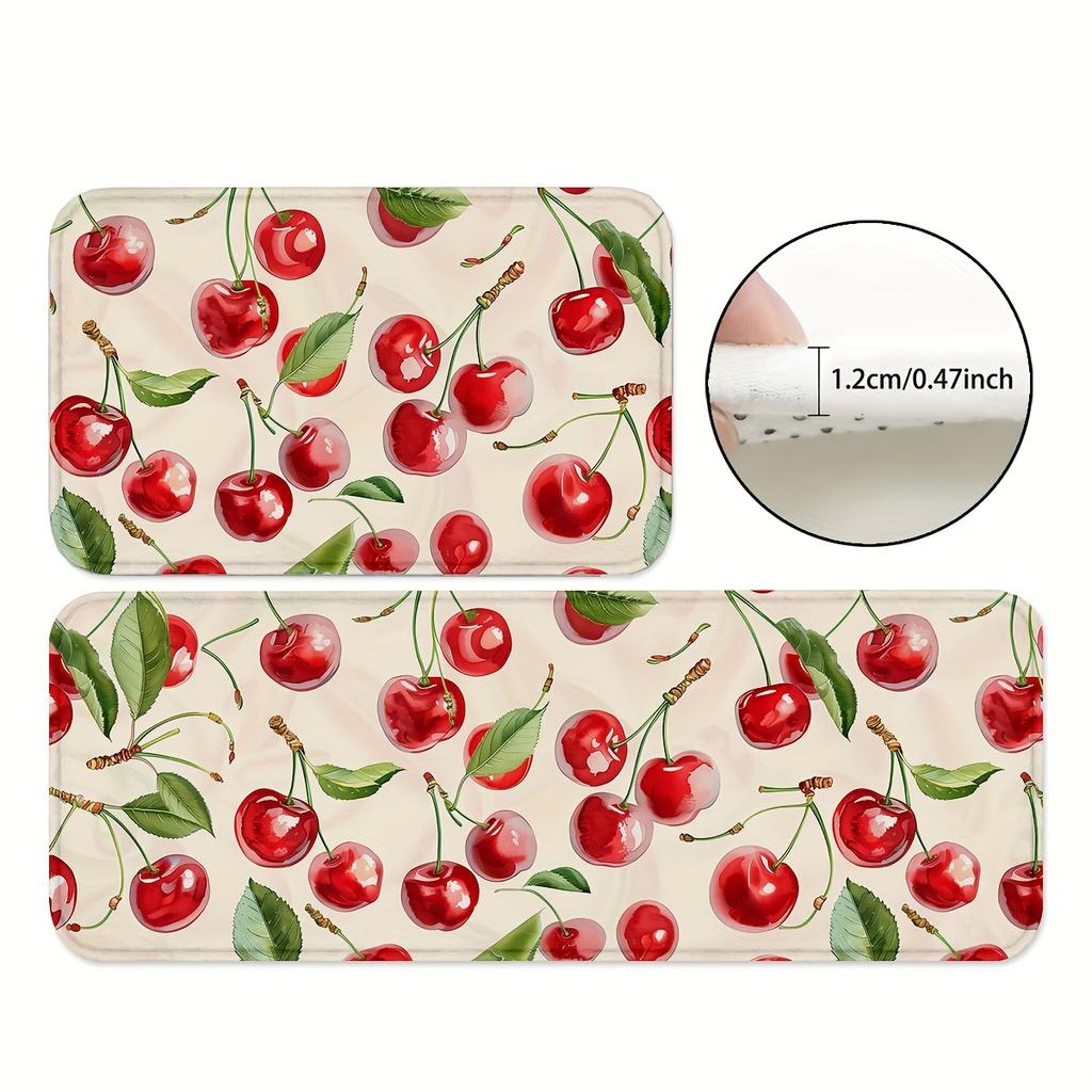 1 шт. против усталости кухонные коврики с красным вишневым принтом водонепроницаемый нескользящий толстый мягкий кухонный коврик сверхмощный комфортный коврик для кухни