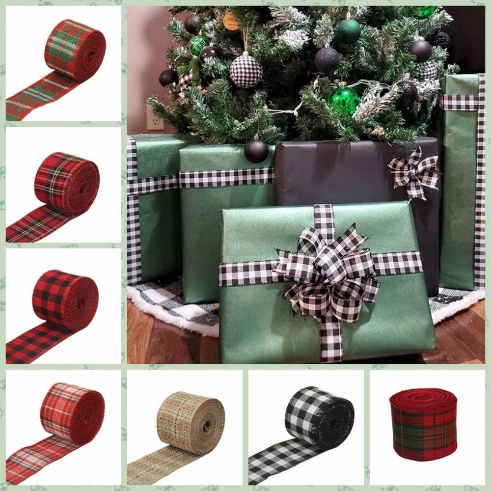 Red Black Lattice Linen Ribbon Imitation Linen Lattice Ribbon Christmas Plaid Ribbon Gift Wrapping