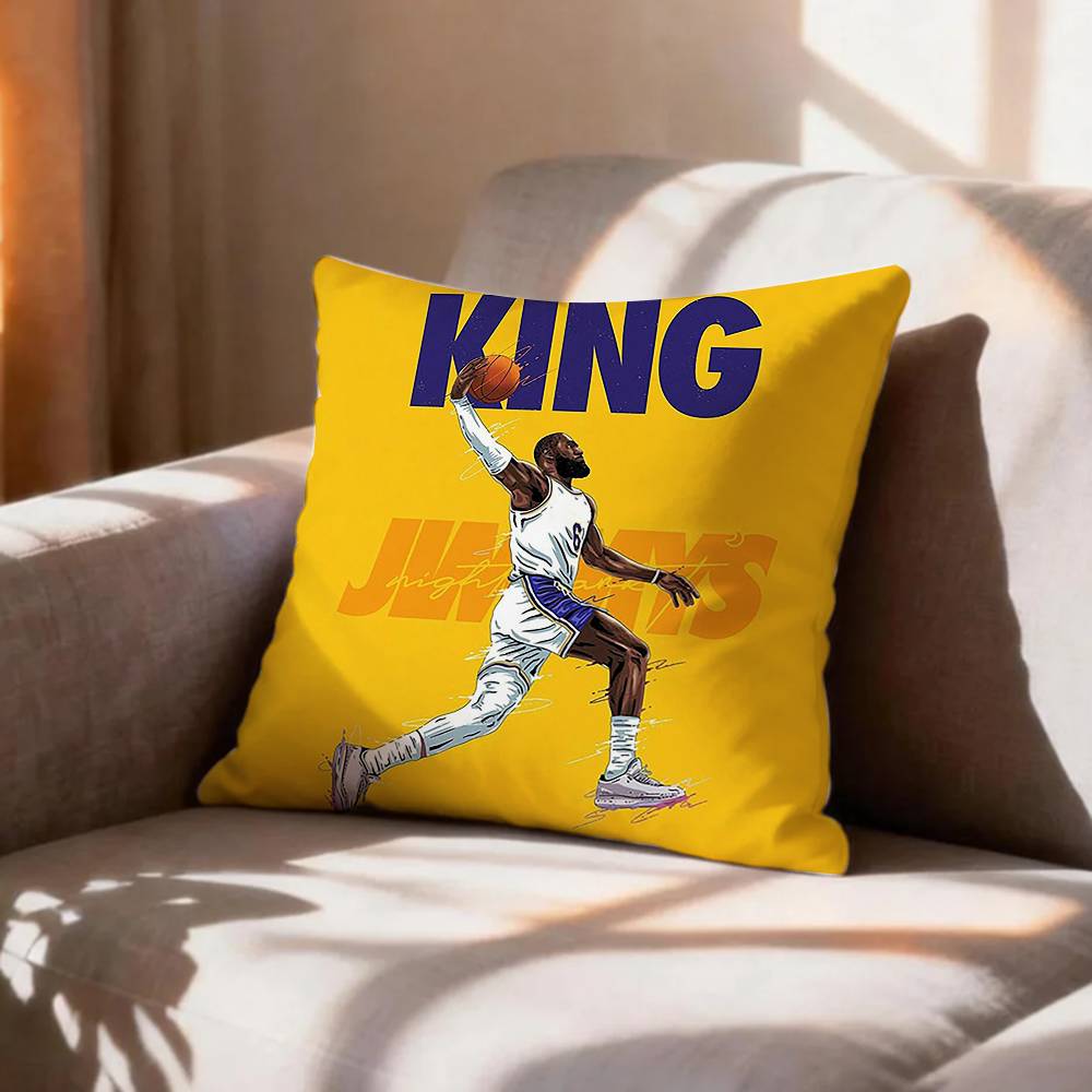 POP Basketball Player LLeBron James Pillow Case Pattern Printed Pillowcase For Living Room Sofa Cushion Cover
