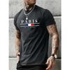 Men's 100% Pure Cotton Summer Loose Size PARIS Letter Pattern Print Casual Comfortable Round Neck Short Sleeved T-shirt Top
