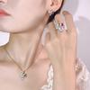 Комплект ювелирных изделий Аксессуары Кленовый лист Дизайн Серьги-гвоздики Серебряное ожерелье-игла S925 Кольцо Модные женские для поездок на работу