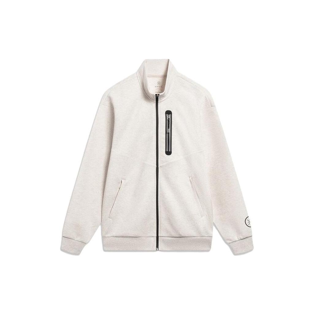 Li Ning Wade Series Solid Color Logo Reflective Zip-Up Stand Collar Sweatshirt Men Sweatshirt Flower-Gray Tile-Gray AWDT151-6