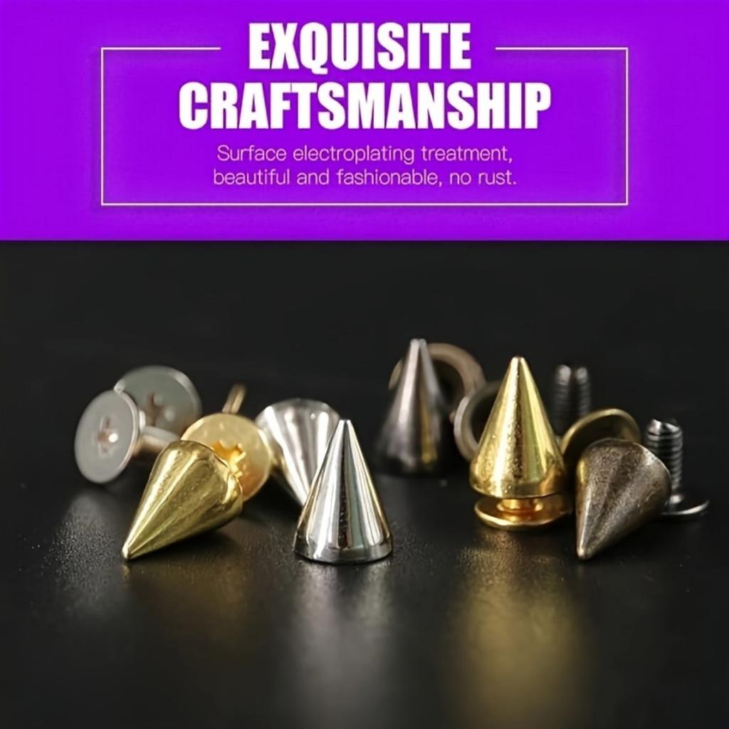 50pcs Bullet Tapered Nails And Studs DIY Leather Craft Cool Rivets Punk Rivets Coat Studs