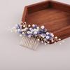 Floral Tiara Hair Comb Wedding Hair Accessoreis For Women Blue Flower Pearl Hairpin Side Pin Girls Party Headwear Charm Jewelry